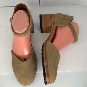 Patina Portland Leather Goods Mary Jane Block Heeled Shoes Color Bone Sz 10.5